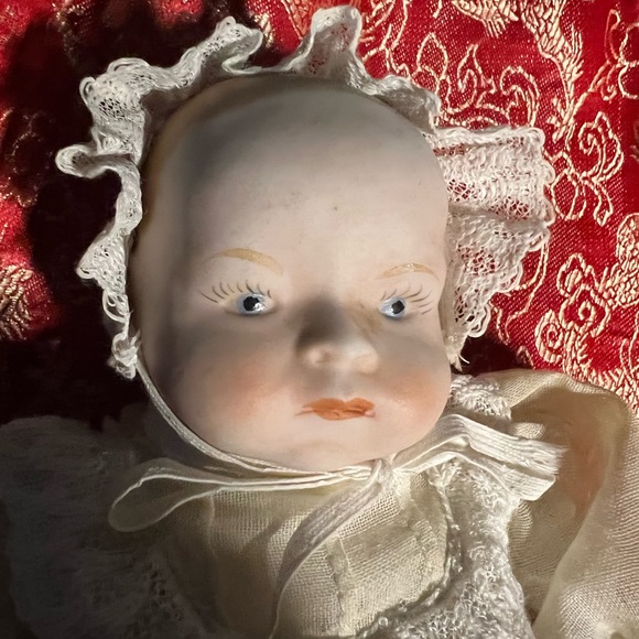 Antique original baby doll 1920s German bisque porcelain/ fabric 12”x5” Japan - Picture 5 of 8